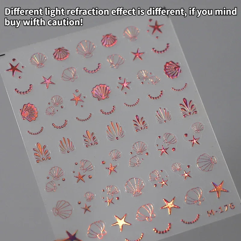 5D Summer Beach Nail Stickers with Shiny Sea Designs - Smarsty