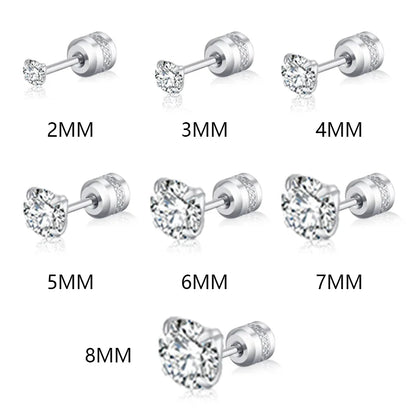 Stainless Steel Crystal Zircon Stud Earrings Hypoallergenic - Smarsty