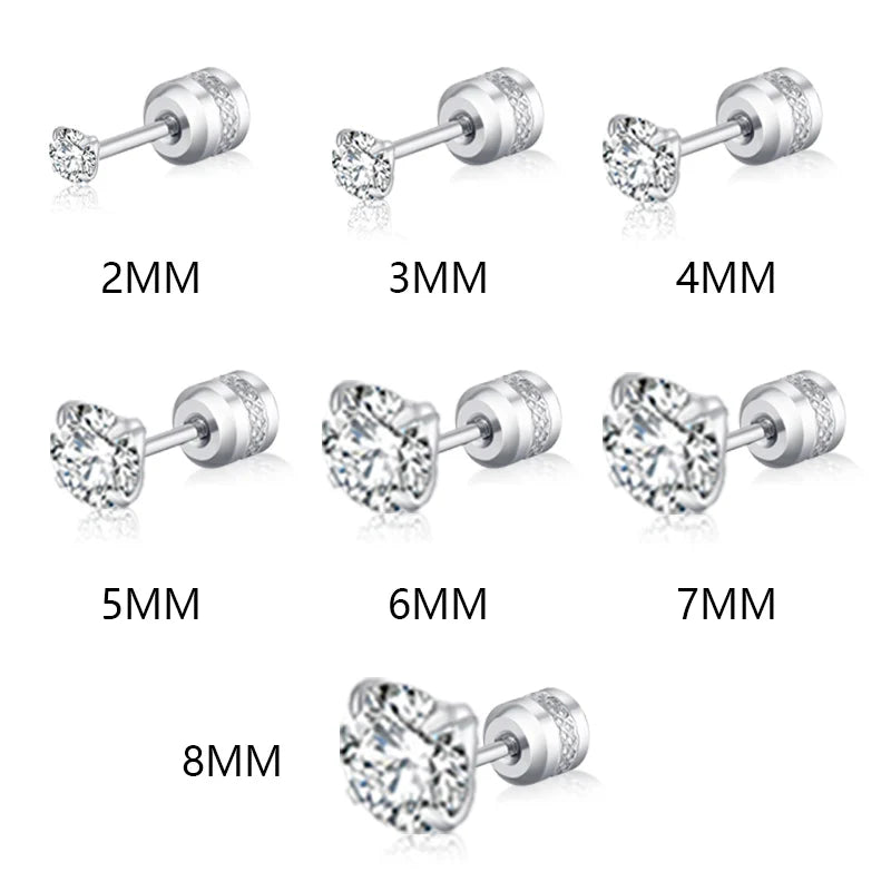 Stainless Steel Crystal Zircon Stud Earrings Hypoallergenic - Smarsty