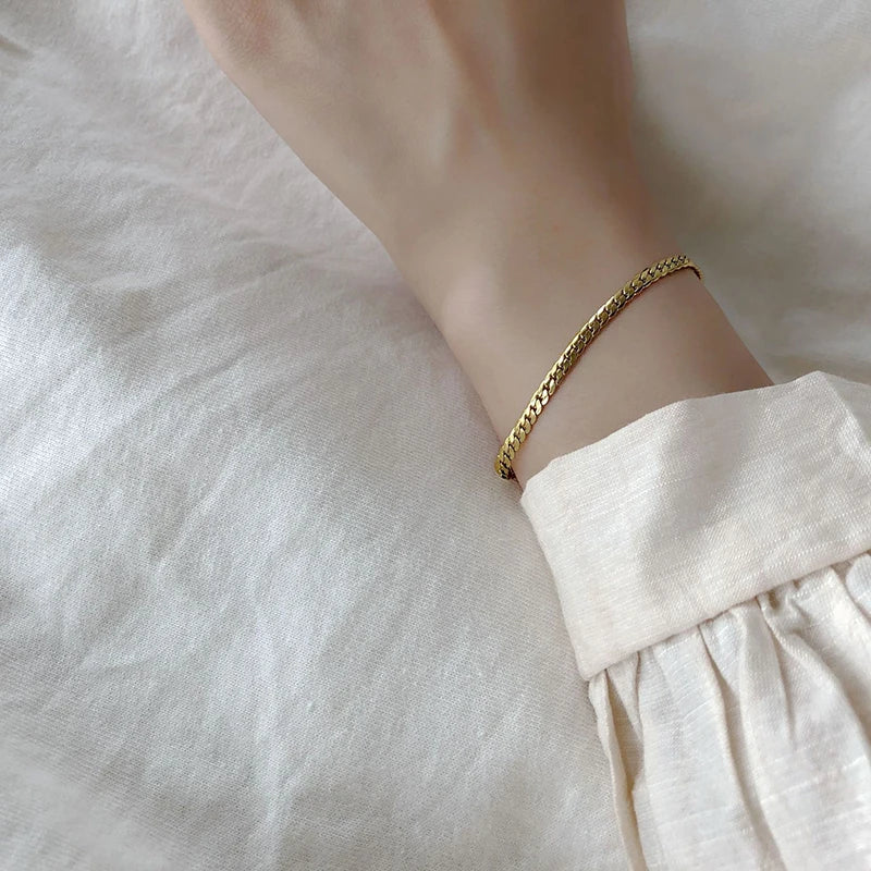 Gold Stainless Steel Twist Chain Bracelet for Women - Smarsty