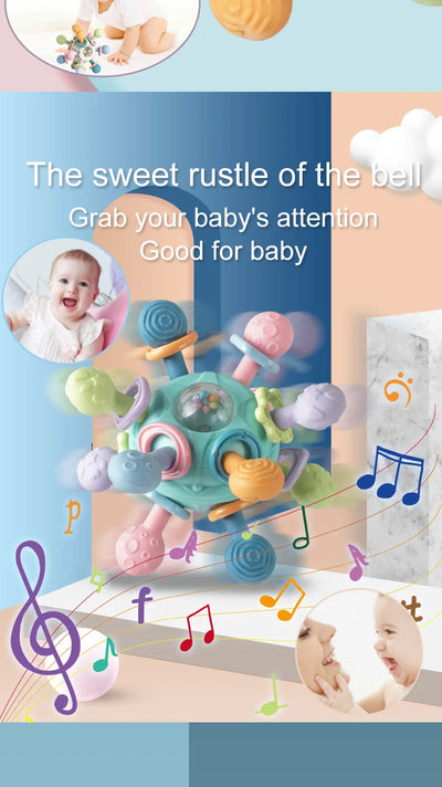 Baby Toys 0 12 Months Rotating Rattle Ball Grasping Activity Baby Development Toy Silicone Teether Baby Sensory Toys for Babies - Smarsty