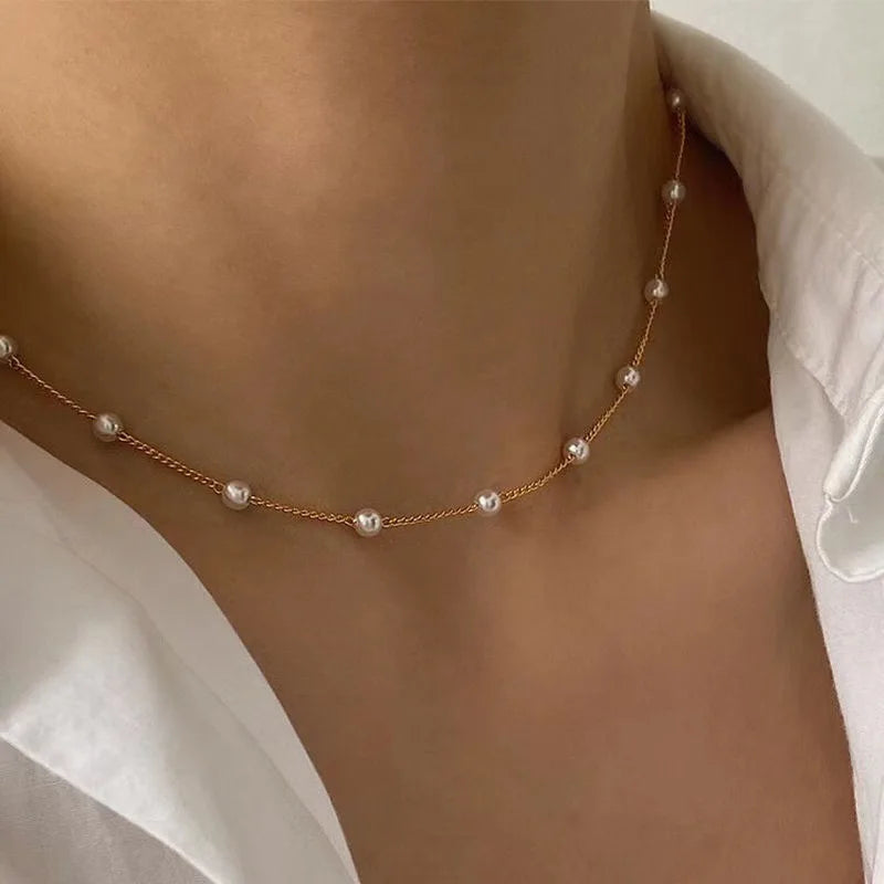 Women's Pearl Necklace Set with Heart Pendant - Smarsty
