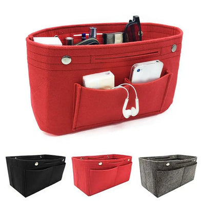 Women's Organizer Handbag Insert Bag Felt Travel Bag Insert Liner Purse Organiser Pouch - Smarsty