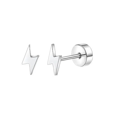 Stainless Steel Heart Moon Ear Studs Screw Back Cartilage - Smarsty