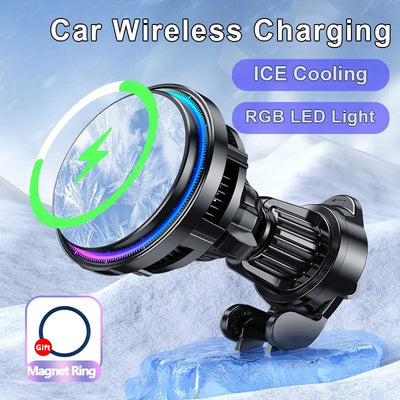 Ice Cooling Magnetic Wireless Car Charger Stand With LED - Smarsty