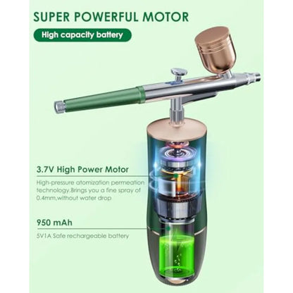 Rechargeable Portable Cordless Airbrush Kit with Compressor for Nail Art Makeup Application Fine Painting and Cake Decoration V