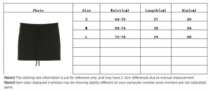Solid Lace-up Mini Skirts Sexy American Retro Basic Vintage Casual Short Bottoms Basic Casual A-Line Knit Clothing - Smarsty