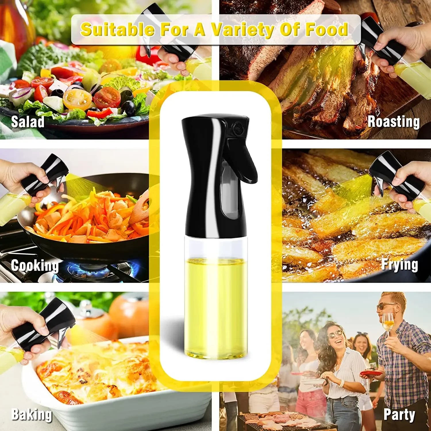 200/300/500mlOil Spray Plastic Household Kitchen Oil Spray Bottle Nebulizing Mist Filling Cooking Dual Use BBQ Camping Dispenser by Smarsty