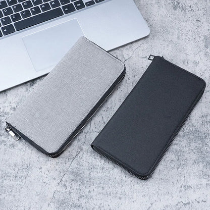 New men's long zipper wallet large capacity multi-card business canvas clutch wallet. - Smarsty