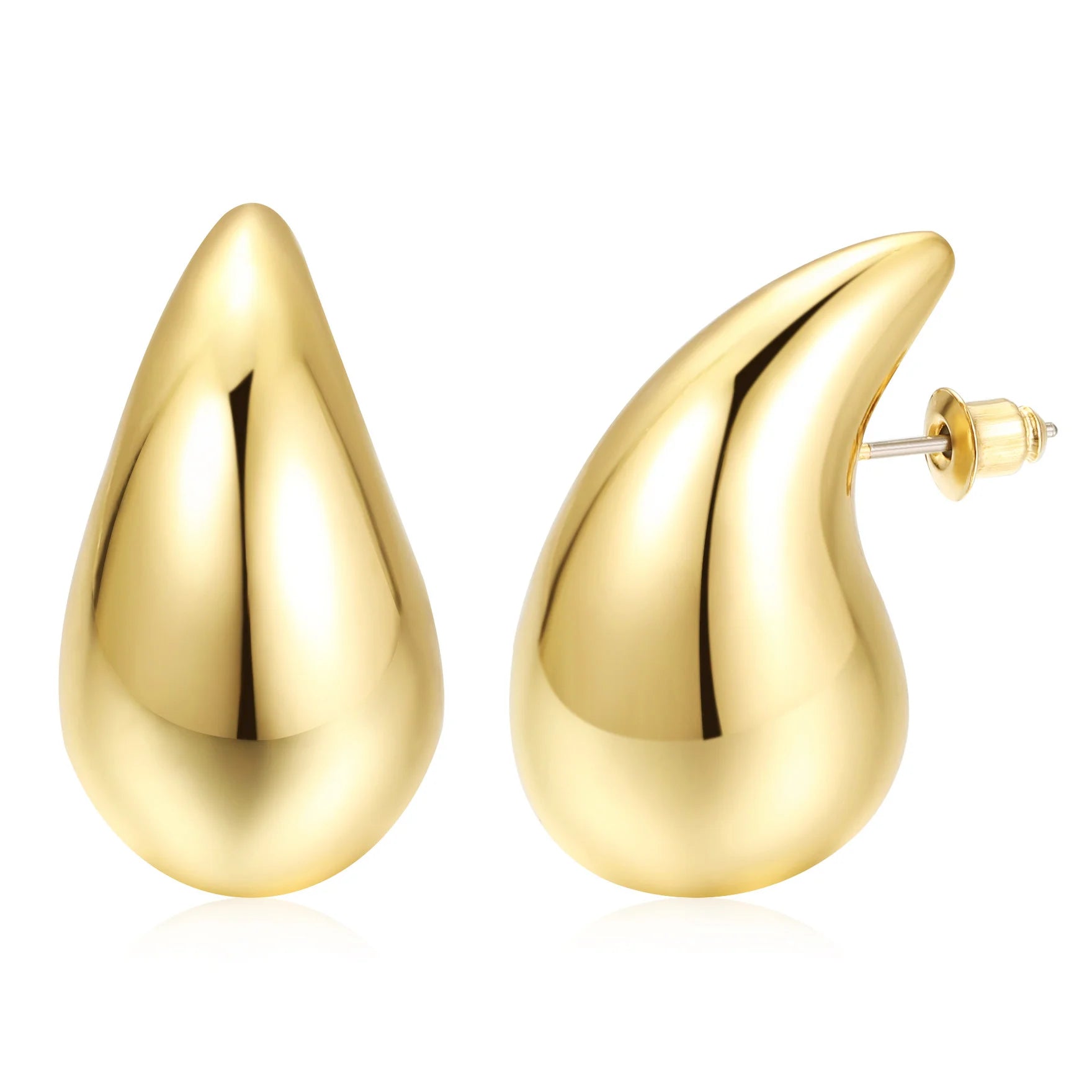 Chunky Gold Plated Hoop Earrings Set for Women - Smarsty