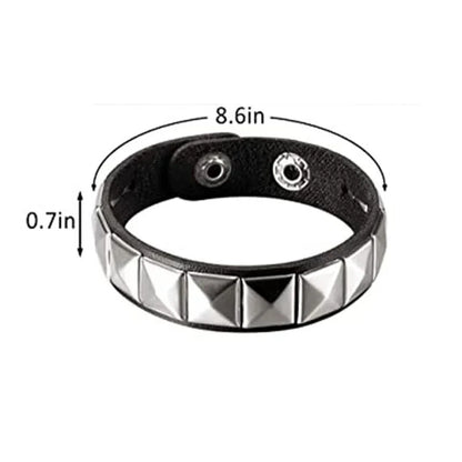 Punk Leather Bracelet with Metal Rivets for Men and Women - Smarsty