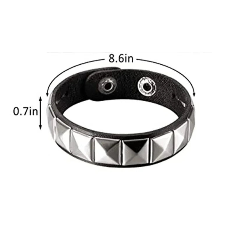 Punk Leather Bracelet with Metal Rivets for Men and Women - Smarsty