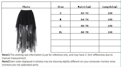 Sexy Net Yarn High-Waisted Irregular Skirt for Women Summer New European and American Gothic Style Versatile Casual Skirts - Smarsty