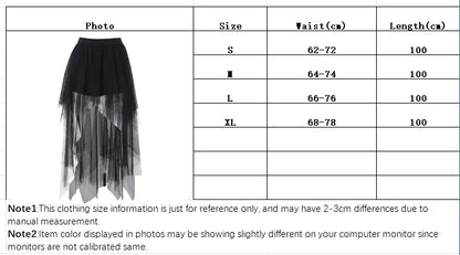 Sexy Net Yarn High-Waisted Irregular Skirt for Women Summer New European and American Gothic Style Versatile Casual Skirts - Smarsty