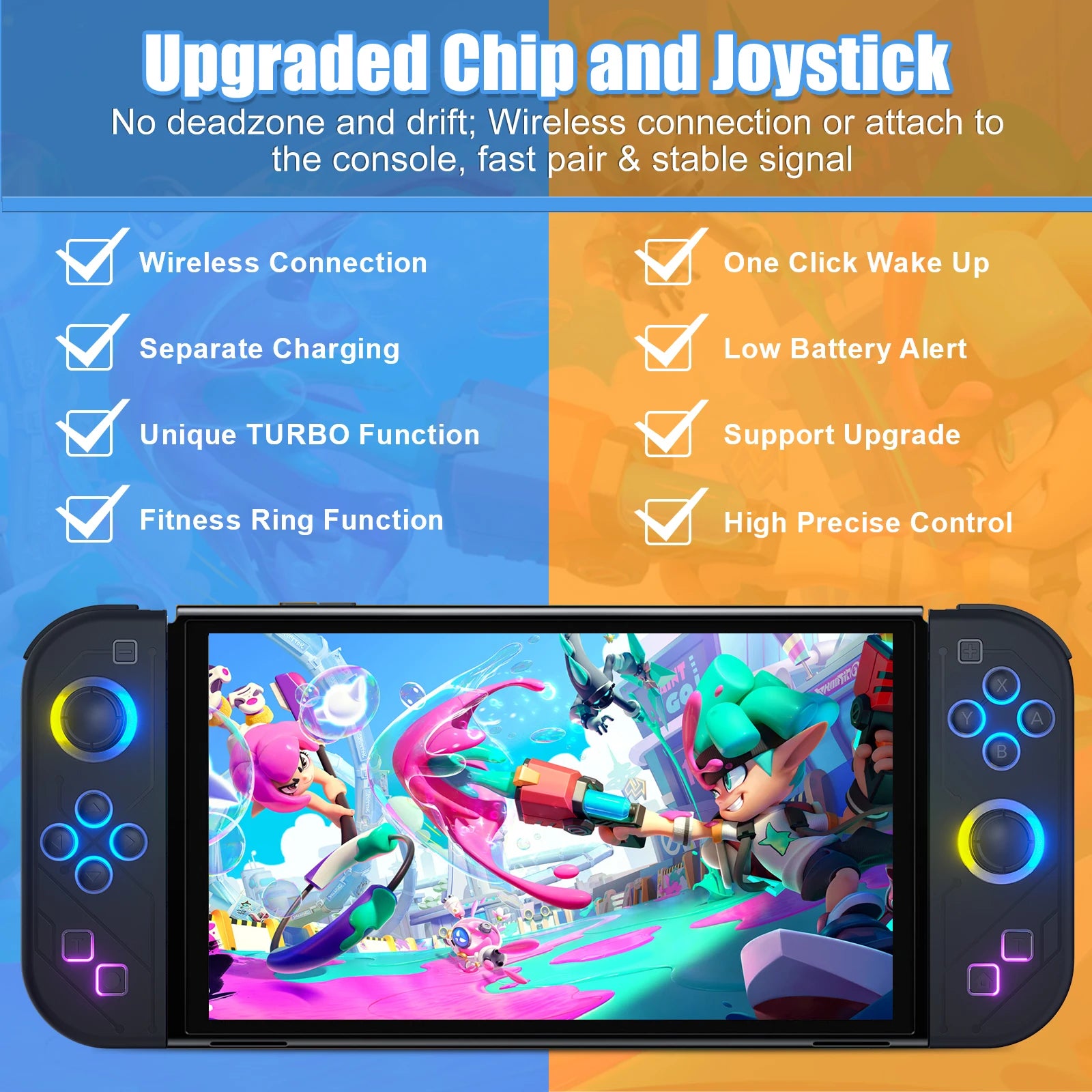 Bluetooth 5.2 Joy Controller with RGB LED for Nintendo Switch - Smarsty