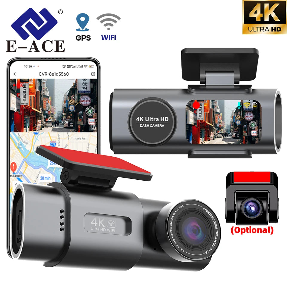 4K Dash Cam Dual Lens Night Vision With GPS VideoRecording - Smarsty