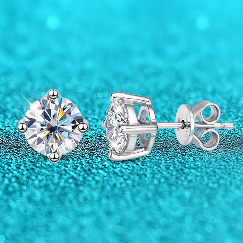 Moissanite Stud Earrings S925 Silver Certified Brilliance - Smarsty