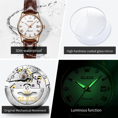 OLEVS Women's Luxury Waterproof Automatic Wristwatch - Smarsty