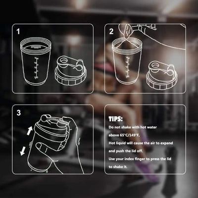 3 Layers Shaker Protein Bottle Powder Shake Cup Water Bottle Plastic Mixing Cup Body Building Exercise Bottle - Smarsty