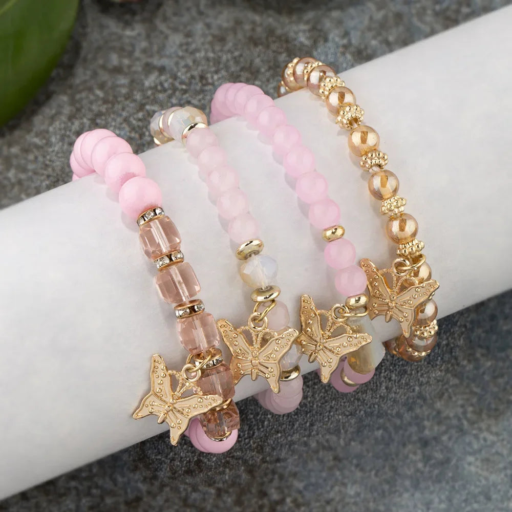 Trendy Butterfly Beaded Bracelet Set for Women - Smarsty