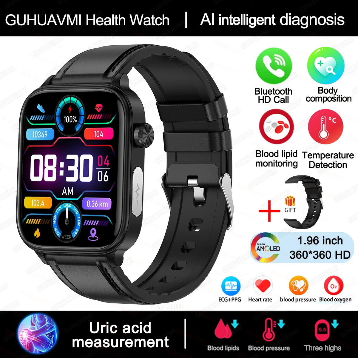 2025 Smart Watch with ECG PPG Health Monitoring - Smarsty