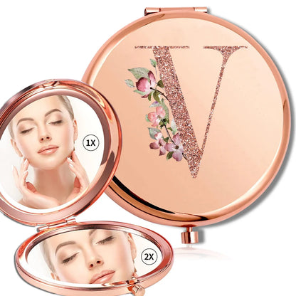 Rose Gold Double Sided Makeup Mirror Compact Design - Smarsty