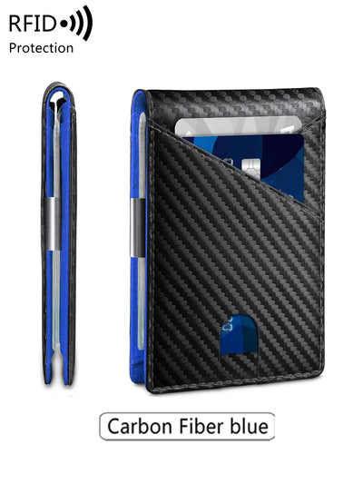Minimalist men's wallet RFID anti-theft brush double fold cross front pocket portable card holder 12 card multifunctional wallet - Smarsty