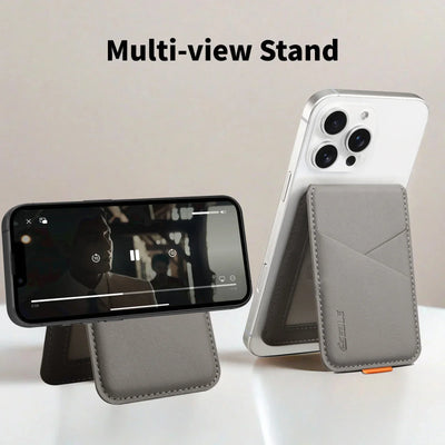 Luxury Leather Cellphone Magsafe Magnetic Card Holder For IPhone 14 13 15 16 17 Pro Max 16Plus RFID Anti-Skimming Bank ID Card - Smarsty