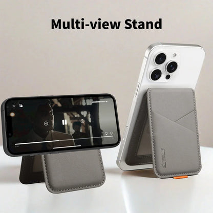 Luxury Leather Cellphone Magsafe Magnetic Card Holder For IPhone 14 13 15 16 17 Pro Max 16Plus RFID Anti-Skimming Bank ID Card