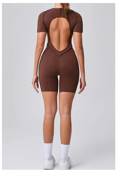 Short Jumpsuit Gym Clothes For Women Sportswear Fitness Overalls Backless Scrunch Booty Yoga Suit Sports Set Outfit - Smarsty