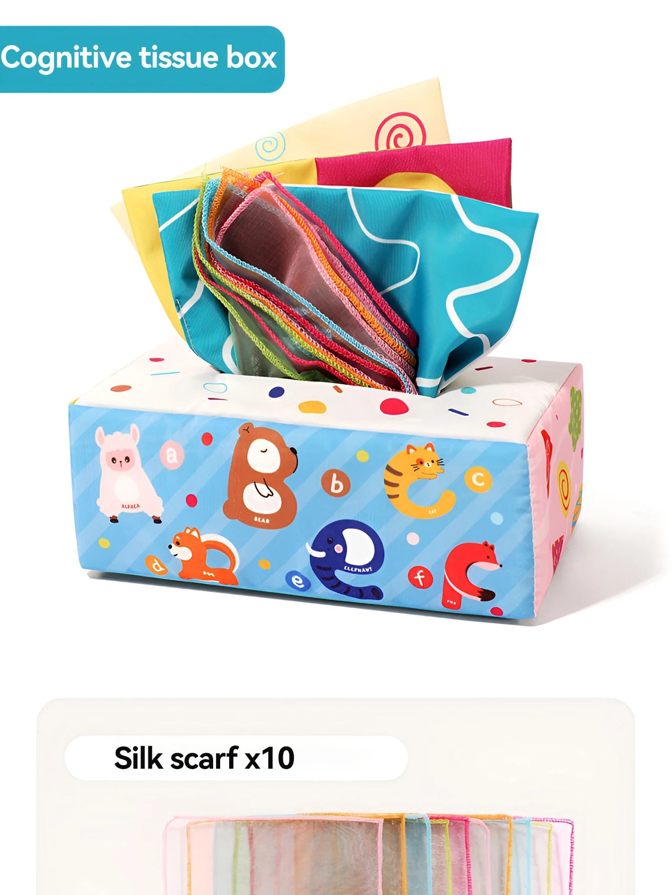Fun Cartoon Unbreakable Cloth Book Ring Paper Tissue Box Toy by Smarsty