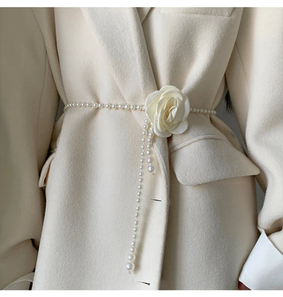 Pearl Waist Belt for Women Elegant Camellia Design - Smarsty