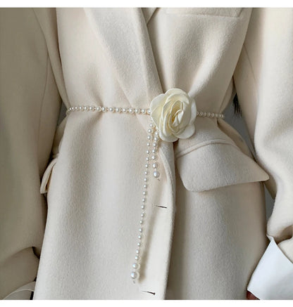 Pearl Waist Belt for Women Elegant Camellia Design - Smarsty