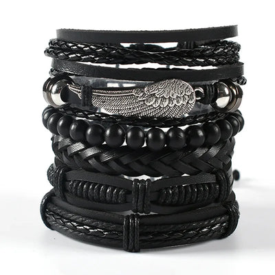Viking Leather Bracelet For Men Adjustable Skull Design - Smarsty