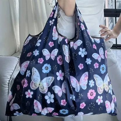 Eco Friendly Folding Shopping Bag Butterfly Flower Tote - Smarsty