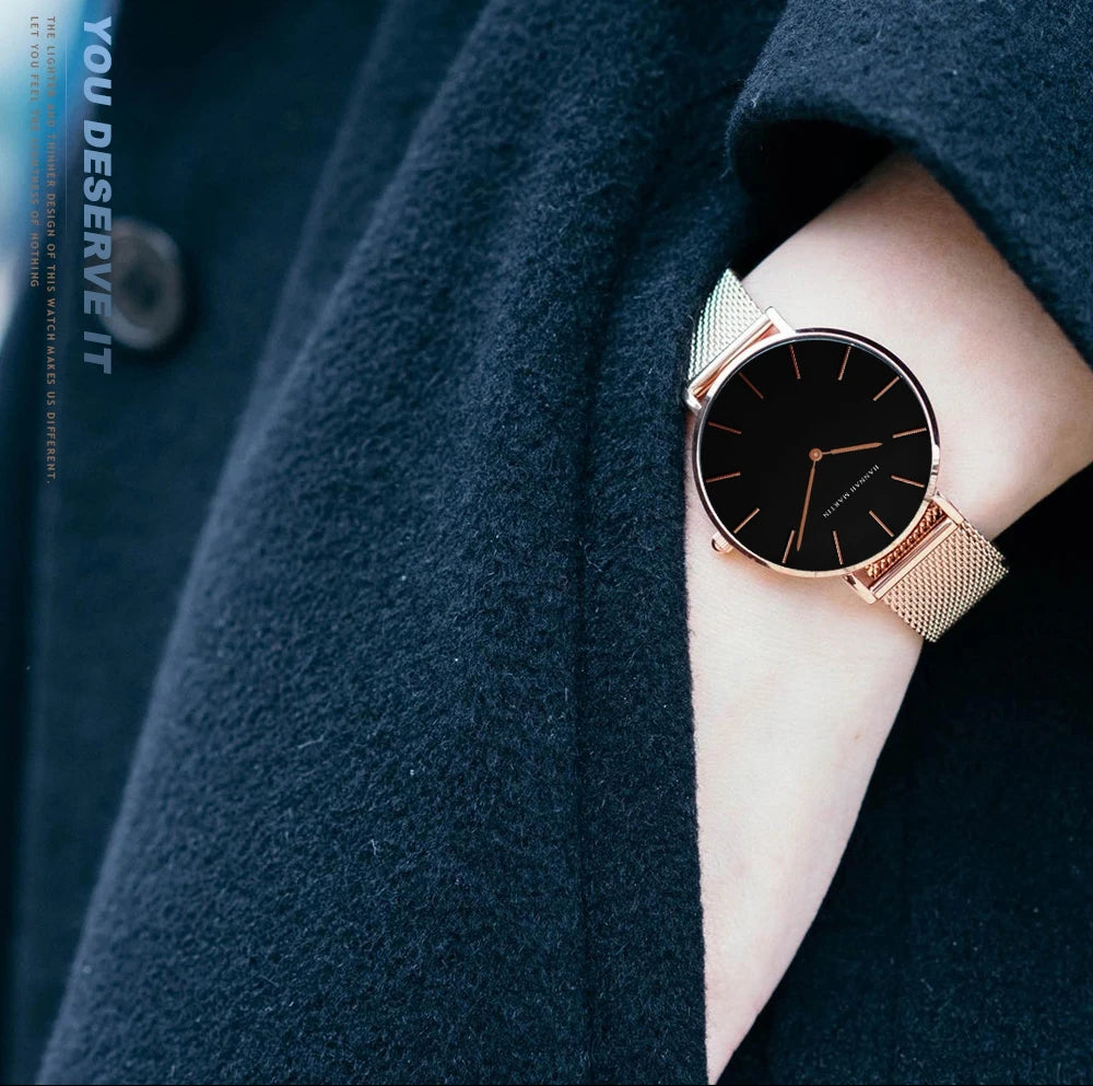 Rose Gold Women's Bracelet Watch with Japan Quartz Movement - Smarsty