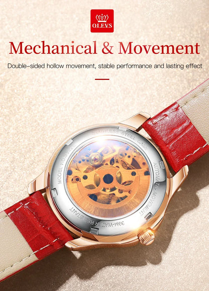 OLEVS Women's Luxury Waterproof Mechanical Watch with Butterfly Dial - Smarsty