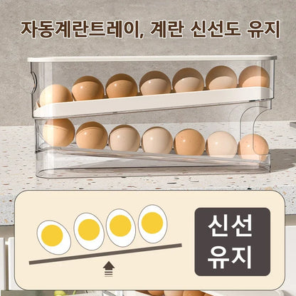 Slide Type Egg Carton Double Automatic Egg Roller Refrigerator Side Door Egg Storage Kitchen Countertop Egg Holder by Smarsty