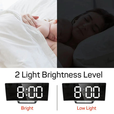 Noiseless Digital Alarm Clock with Large LED Display - Smarsty