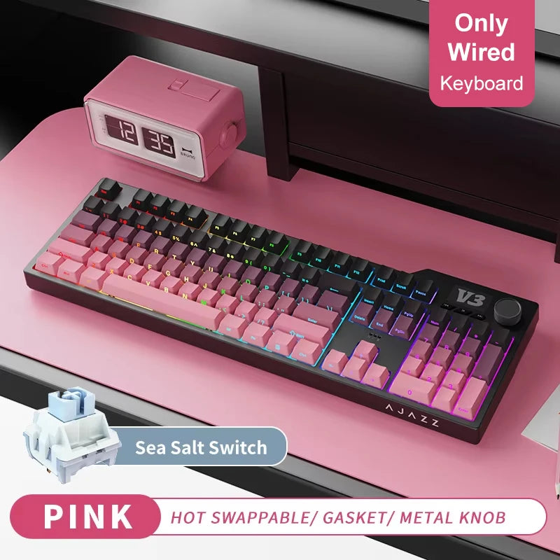 Tri Mode Gaming Keyboard With Hot Swap 104 Keys Gasket