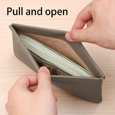 Self-closing first-layer genuine cowhide long wallet passport driver's license document holder data cable cosmetic bag storage - Smarsty