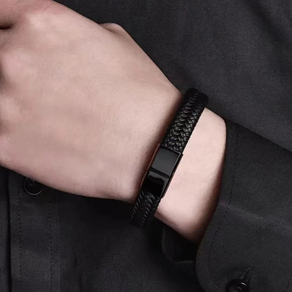 Vintage PU Leather Magnetic Bracelet for Men Elegant Business Style - Smarsty