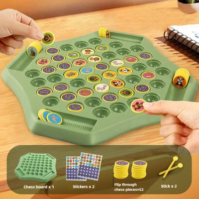 Kids Battle Chess Educational Toy Observation Concentration Training Fun Animal Flip Chess Parent-child Interactive Game Toys by Smarsty