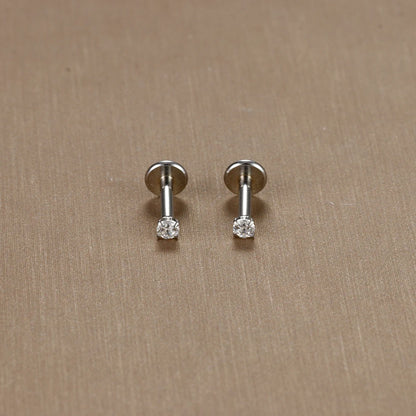 16G Surgical Steel Labret Stud Earrings Secure CZ Comfort - Smarsty