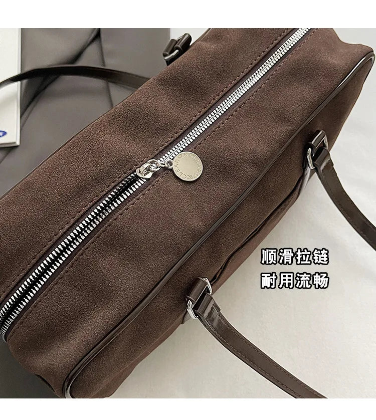 Casual Large Capacity Suede Shoulder Bag For Women Retro - Smarsty