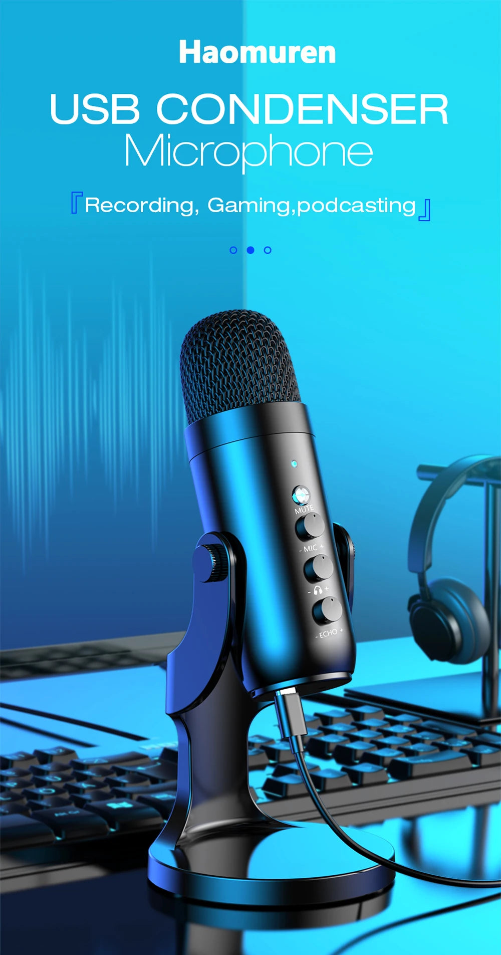 Haomuren USB Microphone for PC and Gaming Streaming - Smarsty