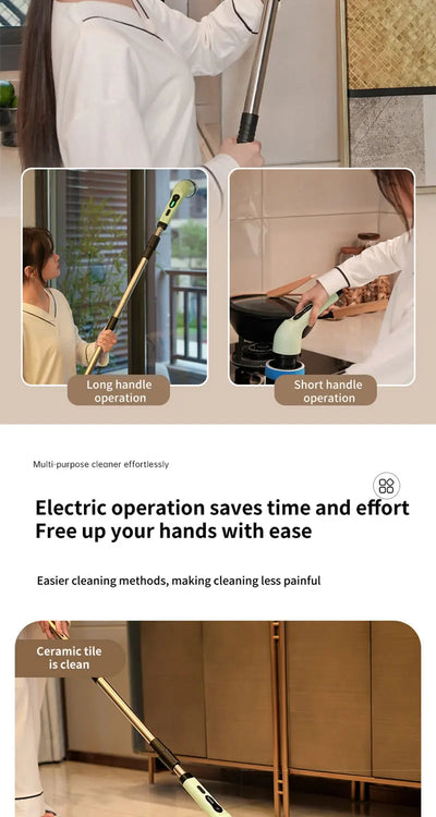 9 in 1 Electric Spin Scrubber Cordless Cleaning Brush Shower Scrubber Adjustable Extension Handle Waterproof For Tub Tile Floor - Smarsty