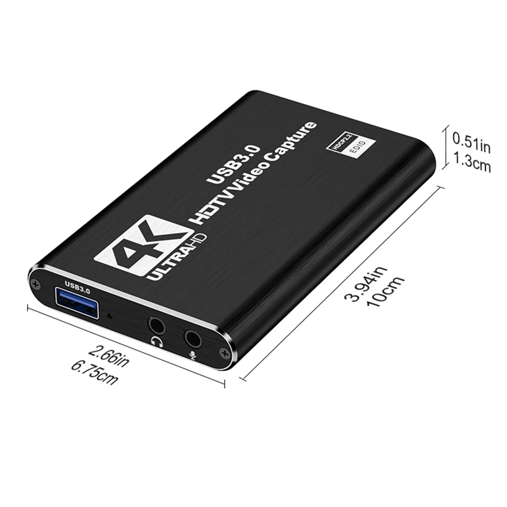 USB 3.0 4K HDMI-Compatible Capture Card 1080P 60Hz HD Video Recorder Grabber Gaming Capture Card for PS4/Xbox/PC Live Streaming