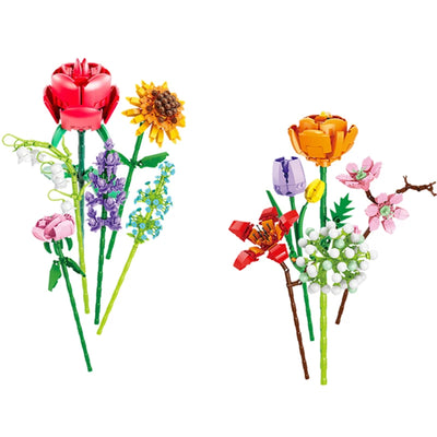 13 Styles Pretty Flower Building Blocks Rose Valentine's Lavender Peach Lily Of The Valley Tulip Bricks DIY Home Ornaments by Smarsty