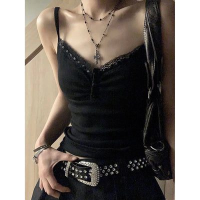 GIDYQ Summer Lace Women Camis Korean Fashion Streetwear Sexy Crop Tops Harajuku Casual Female All Match Tanks New - Smarsty